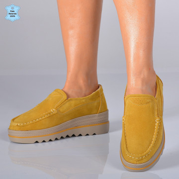 Pantofi Dama Piele Naturala Ibo Galbeni- Need 4 Shoes