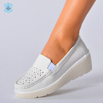 Pantofi Dama Piele Naturala Iuliana Albi- Need 4 Shoes