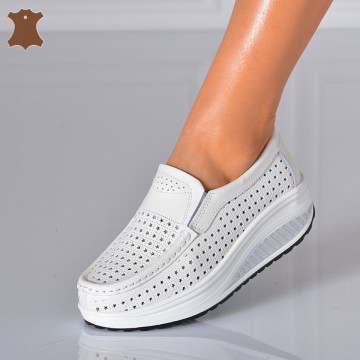 Pantofi Dama Piele Naturala Albi - Need 4 Shoes
