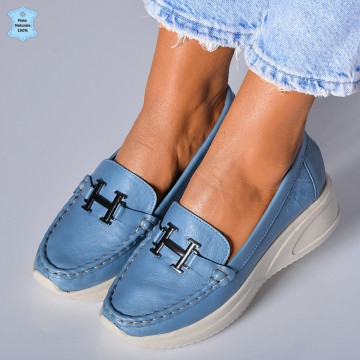 Pantofi Dama Piele Naturala Livia Albastri- Need 4 Shoes
