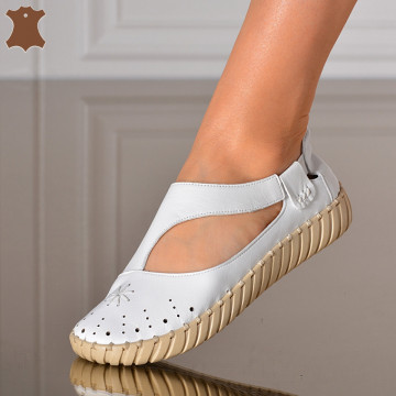 Pantofi Dama Piele Naturala Nicoll Albi- Need 4 Shoes