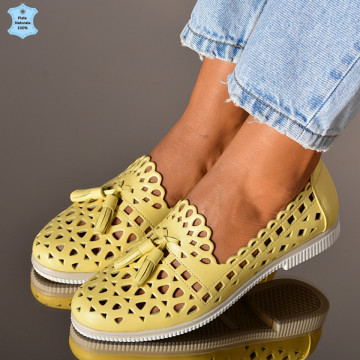 Pantofi Dama Piele Naturala Wendy Galbeni- Need 4 Shoes