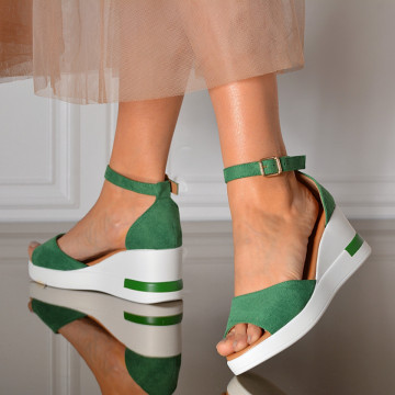 Sandale Cu Platforma Zelena Verzi- Need 4 Shoes