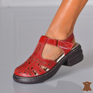 Sandale Dama Piele Naturala Jolina Rosii- Need 4 Shoes