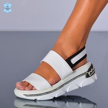 Sandale Dama Piele Naturala Mister 2 Albe- Need 4 Shoes
