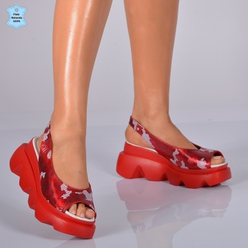Sandale Dama Piele Naturala Regis 4 Rosii- Need 4 Shoes