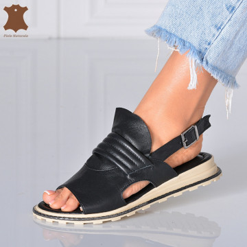Sandale Dama Piele Naturala Rock Negre- Need 4 Shoes