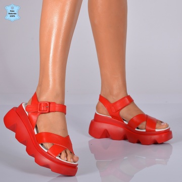 Sandale Piele Naturala Riena Rosii- Need 4 Shoes
