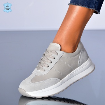 Adidasi Dama Piele Naturala Maurina Gri - Need 4 Shoes