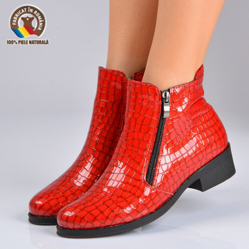 Botine Piele Naturala Yvone Rosii- Need 4 Shoes