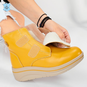 Ghete Dama Imblanite Piele Naturala Omar Galbene- Need 4 Shoes