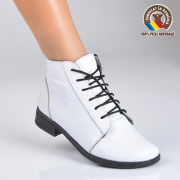 Ghete Dama Piele Naturala Aura Albe - Need 4 Shoes