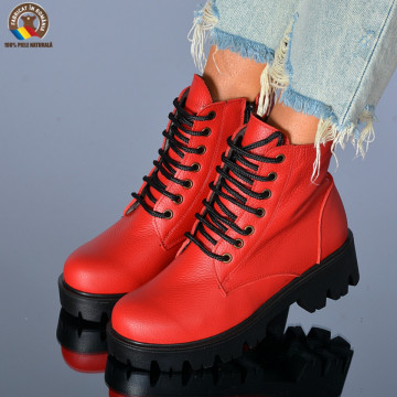 Ghete Dama Piele Naturala Maryn Rosii- Need 4 Shoes