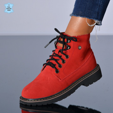 Ghete Dama Piele Naturala Zella Rosii- Need 4 Shoes