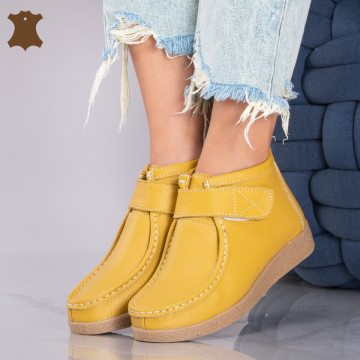 Ghete Dama Piele Naturala Zora Galbene - Need 4 Shoes