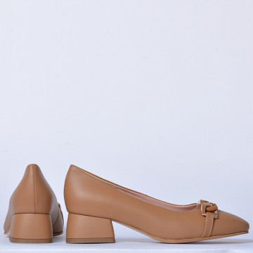 Pantofi Cu Toc Piele Naturala Esmer Camel- Need 4 Shoes