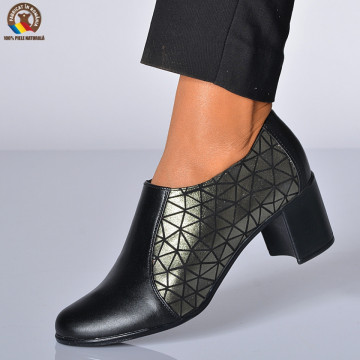 Pantofi Cu Toc Piele Naturala Reno 3 Negri-Need 4 Shoes