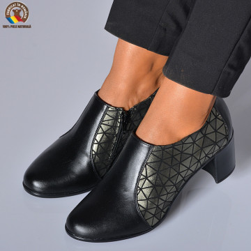 Pantofi Cu Toc Piele Naturala Reno 3 Negri-Need 4 Shoes