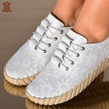 Pantofi Dama Piele Naturala Asteria Albi- Need 4 Shoes