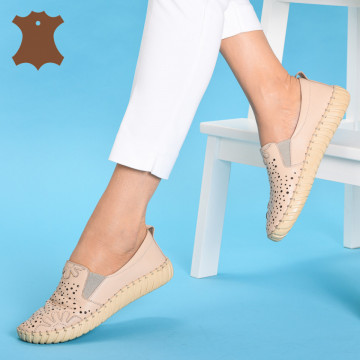 Pantofi Dama Piele Naturala Doti Bej- Need 4 Shoes