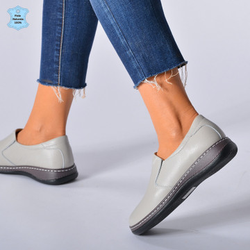Pantofi Dama Piele Naturala Eclat Gri - Need 4 Shoes