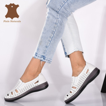 Pantofi Dama Piele Naturala Eden Albi- Need 4 Shoes