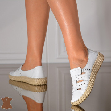 Pantofi Dama Piele Naturala Flavia Albi- Need 4 Shoes