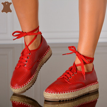 Pantofi Dama Piele Naturala Mera Rosii- Need 4 Shoes