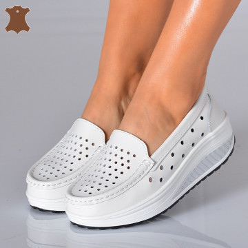 Pantofi Dama Piele Naturala Zena 3 Albi- Need 4 Shoes - Need 4 Shoes