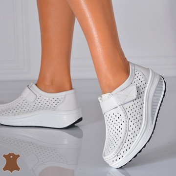 Pantofi Dama Piele Naturala Zena Albi- Need 4 Shoes 