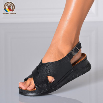 Sandale Dama Piele Naturala Alida Negre- Need 4 Shoes