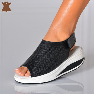 Sandale Dama Piele Naturala Amina Negre- Need 4 Shoes