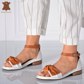 Sandale Dama Piele Naturala Eniko Albe- Need 4 Shoes