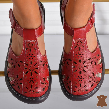 Sandale Dama Piele Naturala Jolina Rosii- Need 4 Shoes