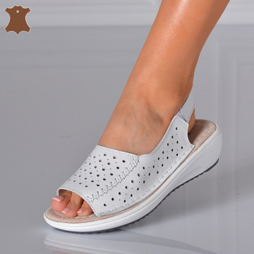 Sandale Dama Piele Naturala Lidy Albe- Need 4 Shoes