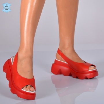 Sandale Dama Piele Naturala Regis 2 Rosii- Need 4 Shoes