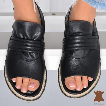Sandale Dama Piele Naturala Rock Negre- Need 4 Shoes