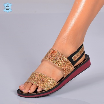 Sandale Dama Piele Naturala Ruby Aurii- Need 4 Shoes