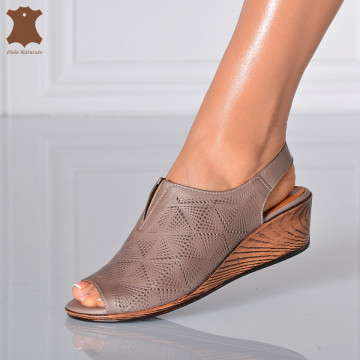 Sandale Dama Piele Naturala Samara Gri- Need 4 Shoes