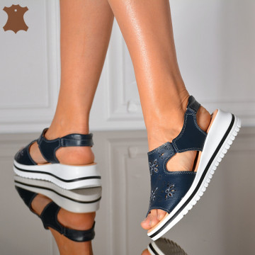 Sandale Dama Piele Naturala Zaza Navy- Need 4 Shoes