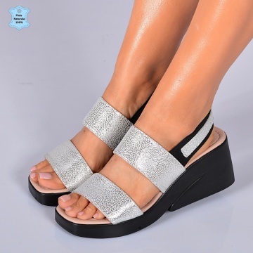 Sandale Piele Naturala Gema 2 Argintii- Need 4 Shoes