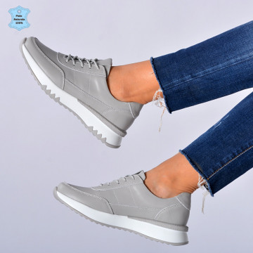 Adidasi Dama Piele Naturala Alexandra Gri- Need 4 Shoes