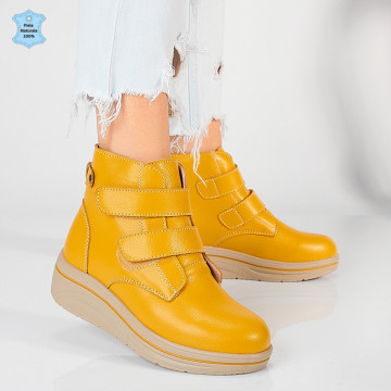 Ghete Dama Imblanite Piele Naturala Omar Galbene- Need 4 Shoes