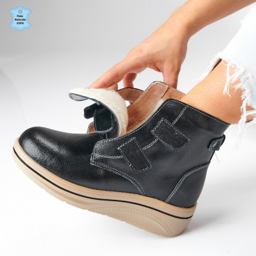 Ghete Dama Imblanite Piele Naturala Omar Negre- Need 4 Shoes