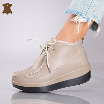 Ghete Dama Piele Naturala Tokyo Bej - Need 4 Shoes