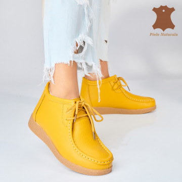 Ghete Dama Imblanite Piele Naturala Zora 2 Yellow - Need 4 Shoes