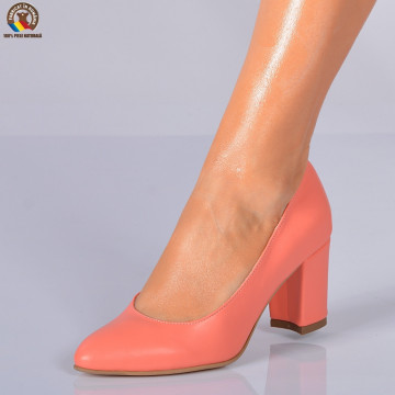 Pantofi cu toc Piele Naturala Haiti Somon- Need 4 Shoes