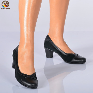 Pantofi Cu Toc Piele Naturala Lidia 2 Negri - Need 4 Shoes