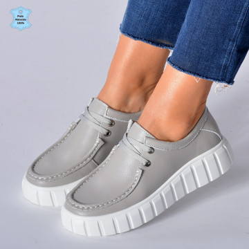 Pantofi Dama Piele Naturala Aime Gri- Need 4 Shoes