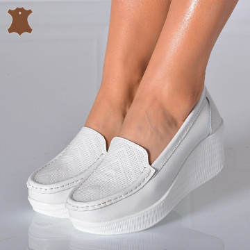 Pantofi Dama Piele Naturala Arien  Albi- Need 4 Shoes